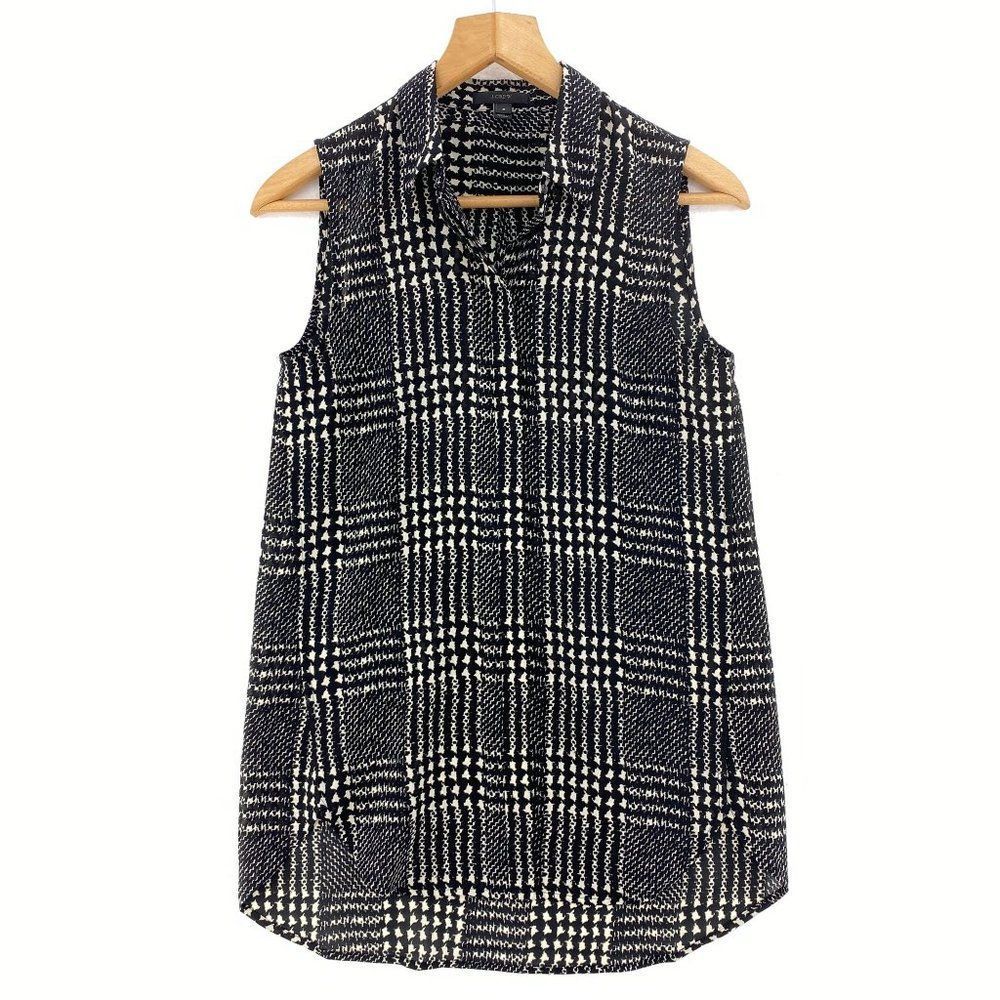 J CREW Black And White Plaid Sleeveless Shirt